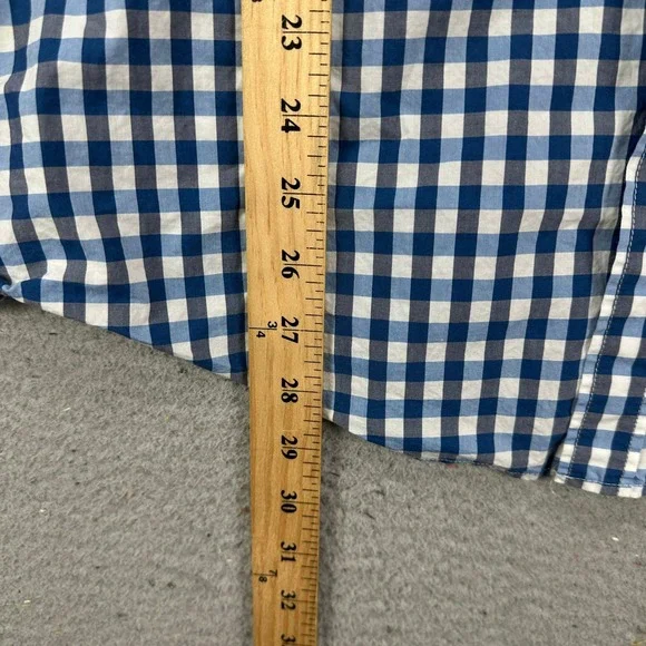 Boss Hugo Boss Shirt Button Up Mens Large Blue White Check Slim Fit Long Sleeve